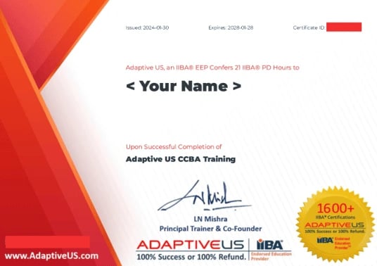 Adaptive US CCBA Certificate