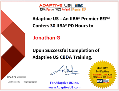 Adaptive US CBDA Training Certificate Sample