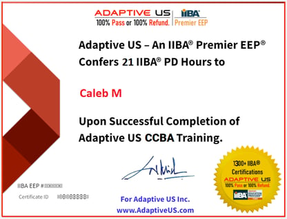 Adaptive US CCBA Training Certificate Sample