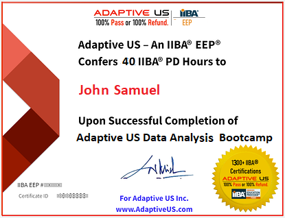 Data Analysis Bootcamp Certificate - 40 IIBA PD Hours