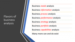 Flavours of business analysis