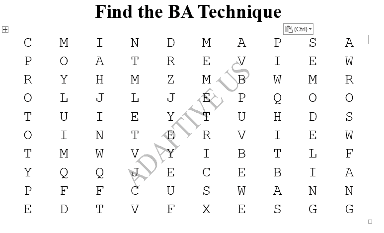 BA Games BA Technique word search