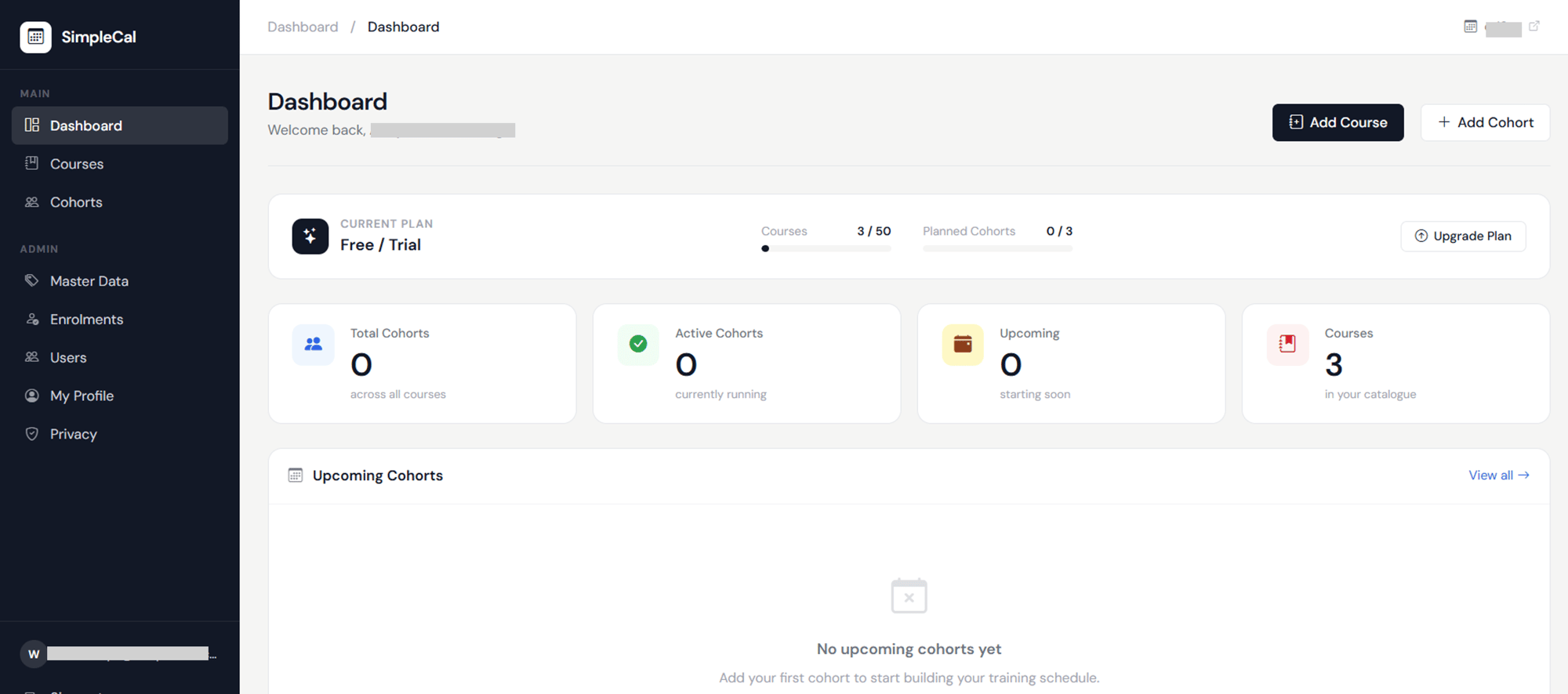 SimpleCal Dashboard SimpleCal Dashboard